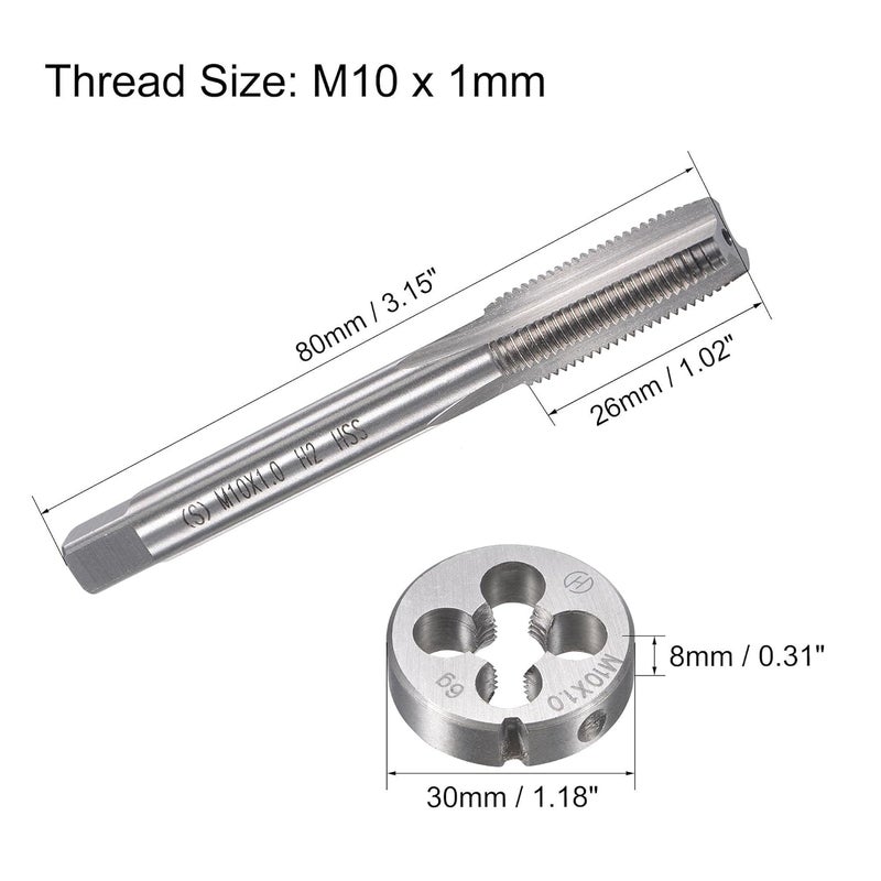 TOP-VIGOR M10 x 1mm Metric Tap and Die Set, Right Hand Machine Thread Tap with Round Threading Die for Making or Repairing Threads on Iron, Copper, Steel and Other Metal Materials - Image 2